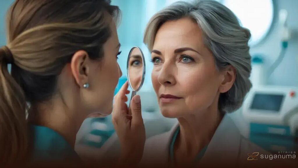 Rugas periorbitais suavizadas com jato de plasma Plasmage